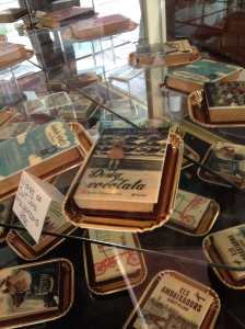 Chocolate books in a bakery for St George (St. Jordi) in Barcelona