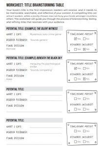 Amazon Author Formula Workbook Sample Page